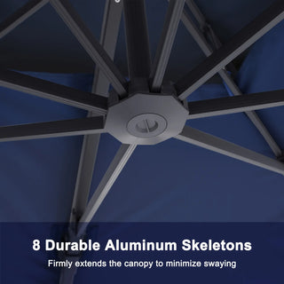 10x13 FT Aluminum Cantilever Umbrella with Base & Removable Lights