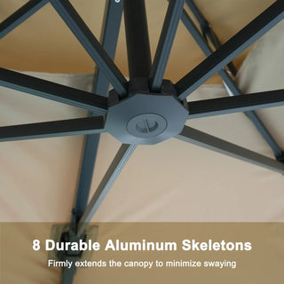 10x13 FT Aluminum Cantilever Umbrella with Base & Removable Lights