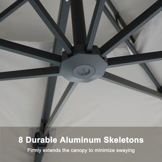 10 FT Aluminum Patio Cantilever Umbrella with Removable Light Strips