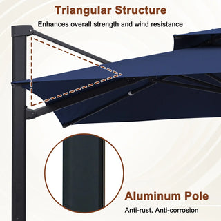 10x13 FT Aluminum Cantilever Umbrella with Base & Removable Lights