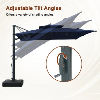 10x13 FT Aluminum Cantilever Umbrella with Base & Removable Lights