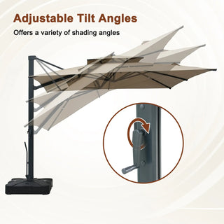 10 FT Aluminum Patio Cantilever Umbrella with Removable Light Strips