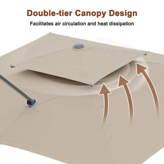 10 FT Aluminum Patio Cantilever Umbrella with Removable Light Strips
