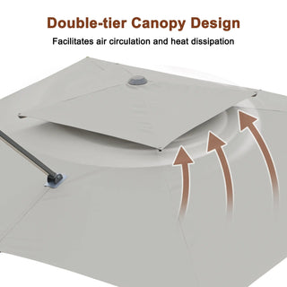 10 FT Aluminum Patio Cantilever Umbrella with Removable Light Strips