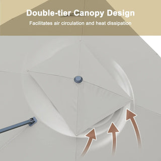 10x13 FT Aluminum Cantilever Umbrella with Base & Removable Lights