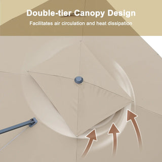 10x13 FT Aluminum Cantilever Umbrella with Base & Removable Lights