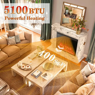 34/37" Electric Fireplace Recessed with Adjustable Flames