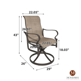 Set of 2 Outdoor Swivel Rocking Chairs – Cast Aluminum Frame with Textilene Seats, High-Back Design