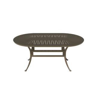 72 x 42 Inch Oval Outdoor Dining Table – Cast Aluminum with Umbrella Hole, Seats 6-8