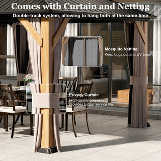 Aetherdome 12x20 FT Outdoor Cedar Wood Frame Gazebo Galvanized