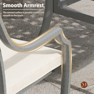 Outdoor Cast Aluminum Dining Armchair with Weather-Resistant Cushion