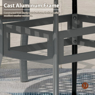 53 Inch Cast Aluminum Outdoor Dining Table with Umbrella Hole