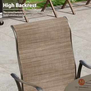 Set of 4 Durable Outdoor Cast Aluminum Dining Chairs with Textilene High Back Seats