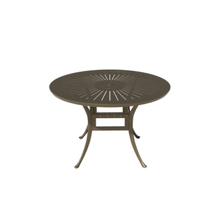 48" Round Outdoor Dining Table – Cast Aluminum, Powder-Coated, with Umbrella Hole, Seats 4-6