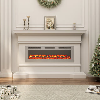 50" Wall Mounted & Recessed Electric Fireplace with 12 Flame Colors