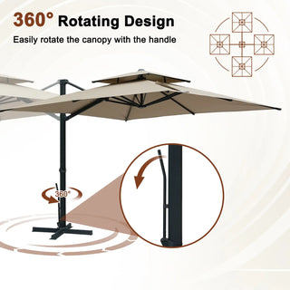 10 FT Aluminum Patio Cantilever Umbrella with Removable Light Strips