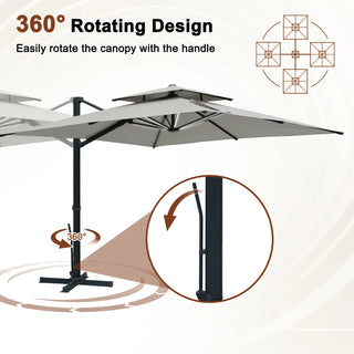 10 FT Aluminum Patio Cantilever Umbrella with Removable Light Strips