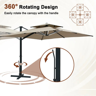 10 FT Aluminum Patio Cantilever Umbrella with Removable Light Strips