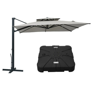 10 FT Aluminum Patio Cantilever Umbrella with Removable Light Strips