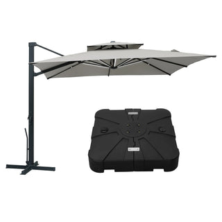 10 FT Aluminum Patio Cantilever Umbrella with Removable Light Strips