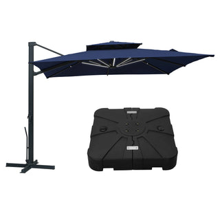 10 FT Aluminum Patio Cantilever Umbrella with Removable Light Strips