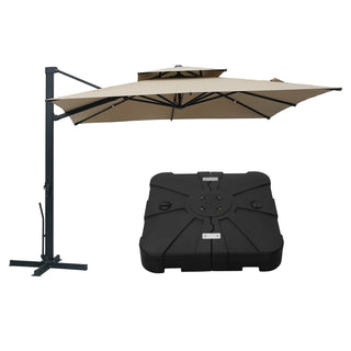 10 FT Aluminum Patio Cantilever Umbrella with Removable Light Strips