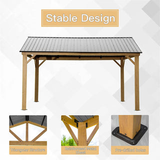 Cedarpinnacle Outdoor Hardtop Gazebo Wood Looking Frame