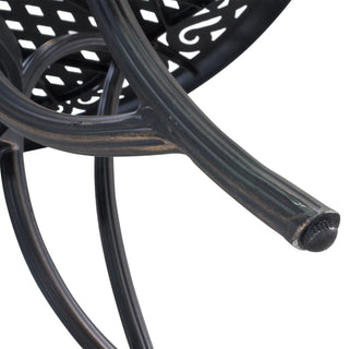 5-Piece Cast Aluminum Patio Dining Set with Swivel Chairs & Round Table – Brown