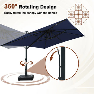 10x13 FT Aluminum Cantilever Umbrella with Base & Removable Lights