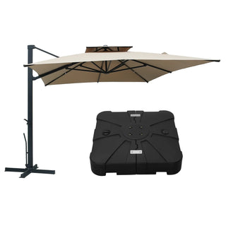 10x13 FT Aluminum Cantilever Umbrella with Base & Removable Lights