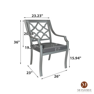 Outdoor Cast Aluminum Dining Armchair with Weather-Resistant Cushion