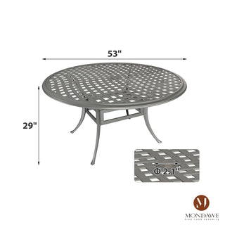 53 Inch Cast Aluminum Outdoor Dining Table with Umbrella Hole