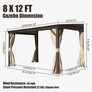 VineLull Hardtop Wall Mounted Pergola with Sloping Galvanized Steel Roof