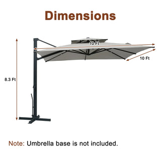 10 FT Aluminum Patio Cantilever Umbrella with Removable Light Strips