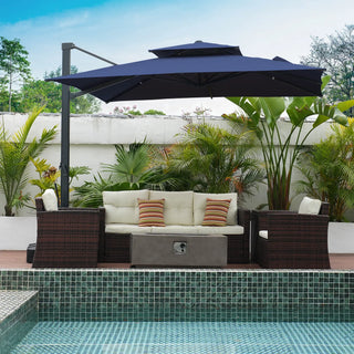10 FT Aluminum Patio Cantilever Umbrella with Removable Light Strips