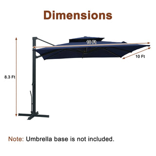 10 FT Aluminum Patio Cantilever Umbrella with Removable Light Strips