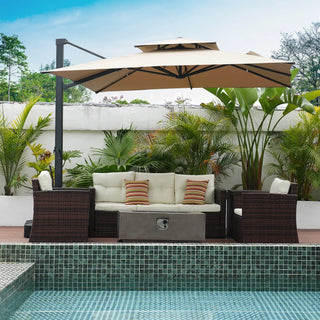 10 FT Aluminum Patio Cantilever Umbrella with Removable Light Strips