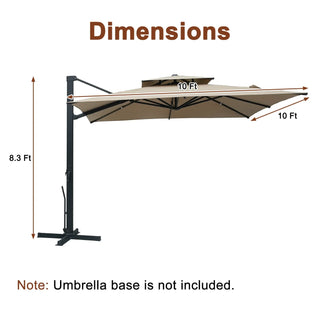 10 FT Aluminum Patio Cantilever Umbrella with Removable Light Strips