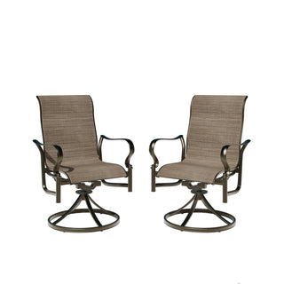 Set of 2 Outdoor Swivel Rocking Chairs – Cast Aluminum Frame with Textilene Seats, High-Back Design