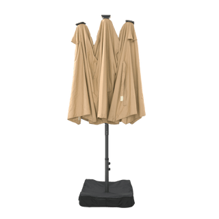 Rectangular Dual-Sided Patio Fiberglass Ribs Umbrella with LED Lights 15 FT