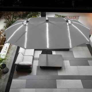 Rectangular Dual-Sided Patio Fiberglass Ribs Umbrella with LED Lights 15 FT