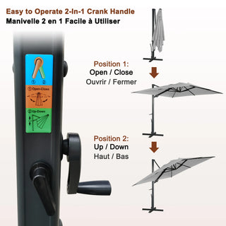 Square Cantilever Patio Umbrella with 90° Tilt, Optional LED/Bluetooth, 4 Colors