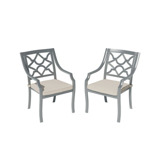 Outdoor Cast Aluminum Dining Armchair with Weather-Resistant Cushion