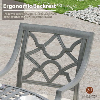 Outdoor Cast Aluminum Dining Armchair with Weather-Resistant Cushion