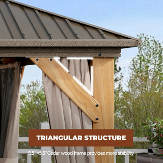 Cedar Frame Gazebo with Galvanized Roof & Curtains