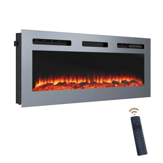 50" Wall Mounted & Recessed Electric Fireplace with 12 Flame Colors