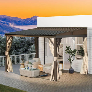 VineLull Hardtop Wall Mounted Pergola with Sloping Galvanized Steel Roof