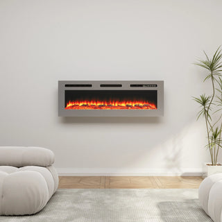 50" Wall Mounted & Recessed Electric Fireplace with 12 Flame Colors