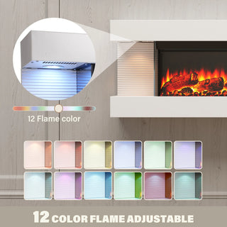 50" Wall Mounted Electric Fireplace with Remote