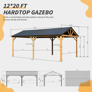 Cedarpinnacle Outdoor Hardtop Gazebo Wood Looking Frame